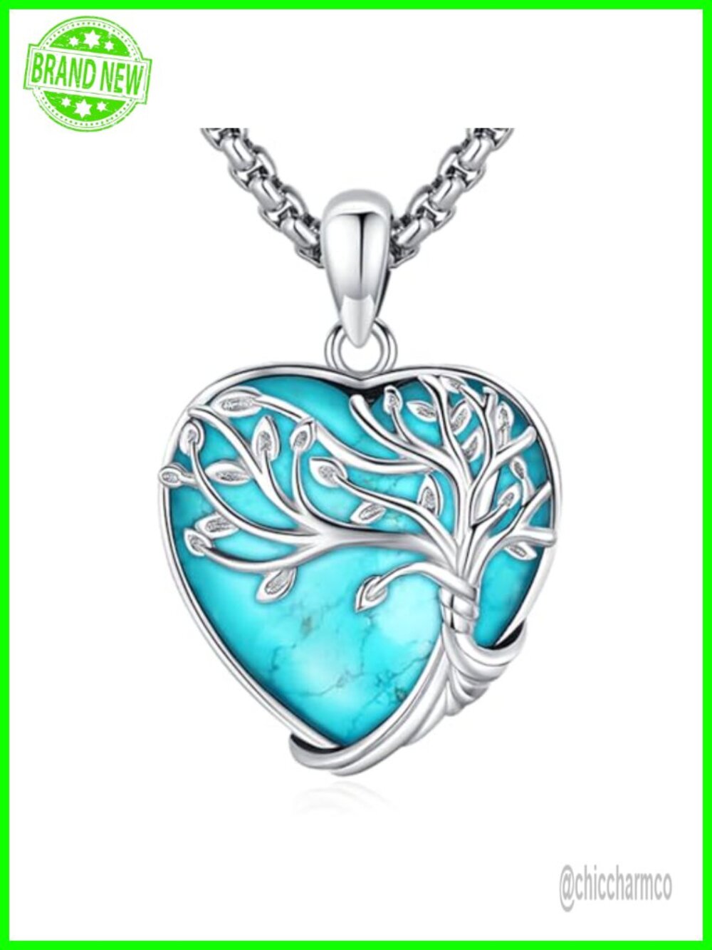 S925 Sterling Silver Tree of Life Pendant Necklace Heart Inlay